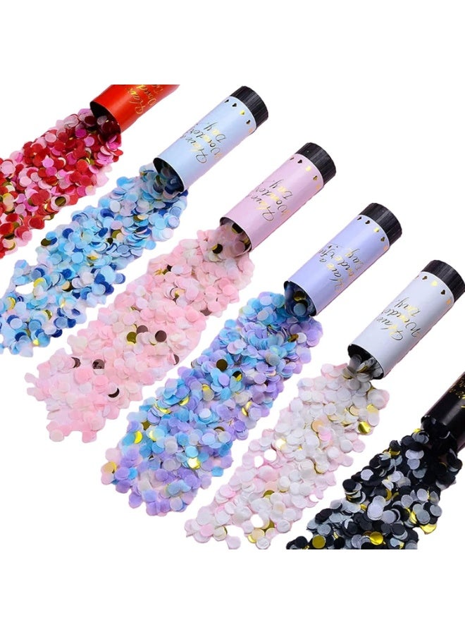 مجموعة من 6 مدافع قصاصات ورقية، متعددة الألوان، مثالية لحفلات الزفاف وأعياد الميلاد والاحتفالات والمناسبات الخاصة مثل الكريسماس ورأس السنة الجديدة، بالإضافة إلى كونها مزحة رائعة لحفلات التخرج. مدفع قصاصات ورقية صغير ومضحك، سهل الاستخدام (مختلط). - Image 1